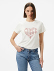 Guess Julia Rhinestone Mid Organicetch 180 Kadın Krem T-Shirt Guess Julia Rhinestone Mid Organicetch 180 Kadın Krem T-Shirt
