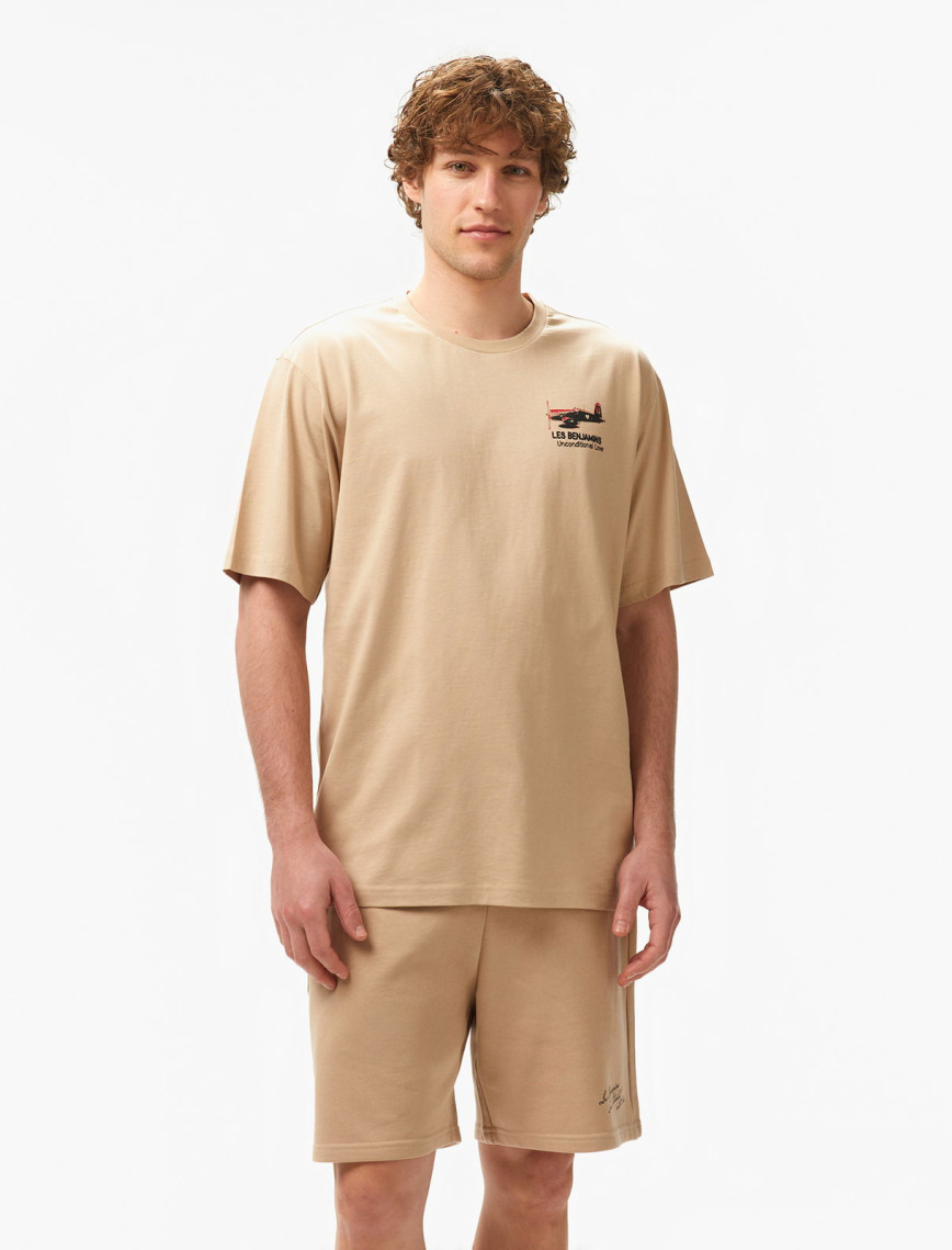 Les Benjamins Relaxed 001 Erkek Bej T-Shirt Les Benjamins Relaxed 001 Erkek Bej T-Shirt