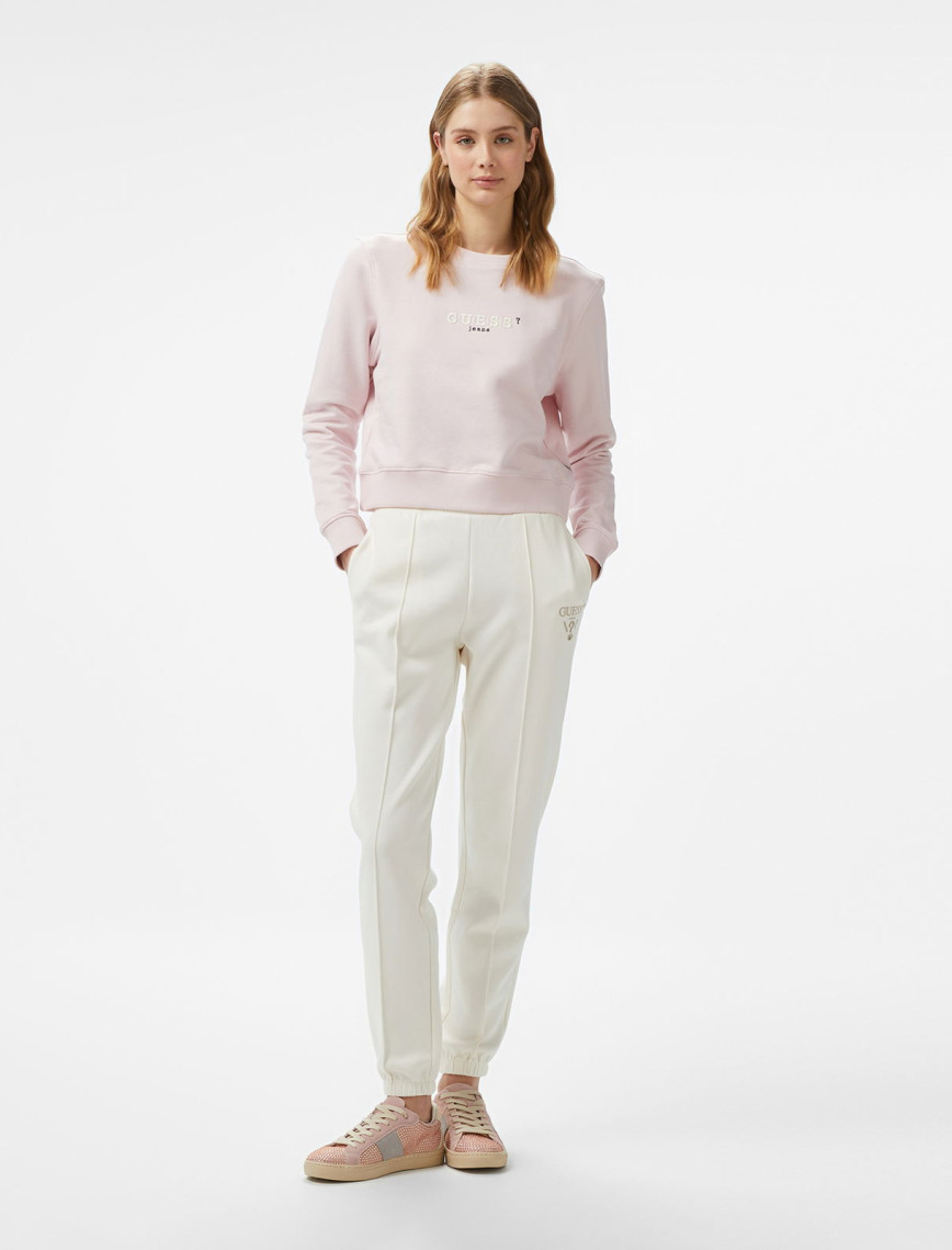 Guess Crop Mid Organic Iconic Kadın Pembe Sweatshirt Guess Crop Mid Organic Iconic Kadın Pembe Sweatshirt