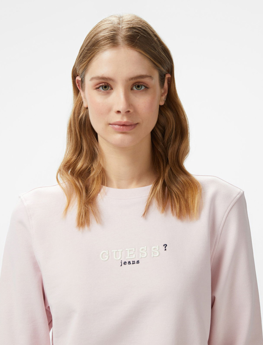 Guess Crop Mid Organic Iconic Kadın Pembe Sweatshirt Guess Crop Mid Organic Iconic Kadın Pembe Sweatshirt