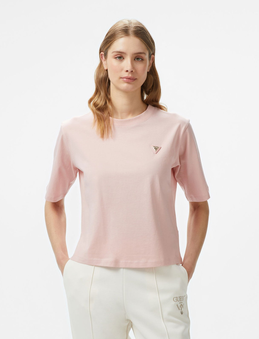 Guess Colette Boxy Mid Organiceam 180 Kadın Pembe T-Shirt Guess Colette Boxy Mid Organiceam 180 Kadın Pembe T-Shirt