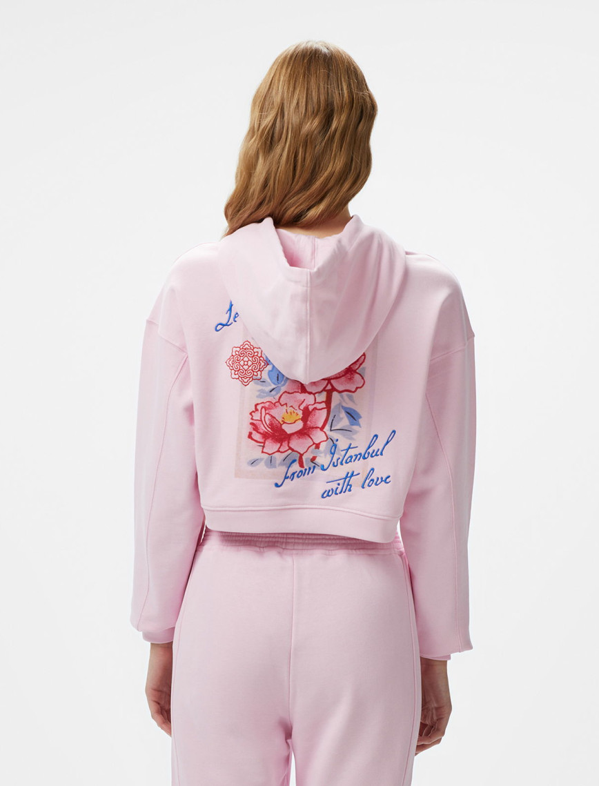 Les Benjamins Crop 003 Kadın Pembe Hoodie Les Benjamins Crop 003 Kadın Pembe Hoodie
