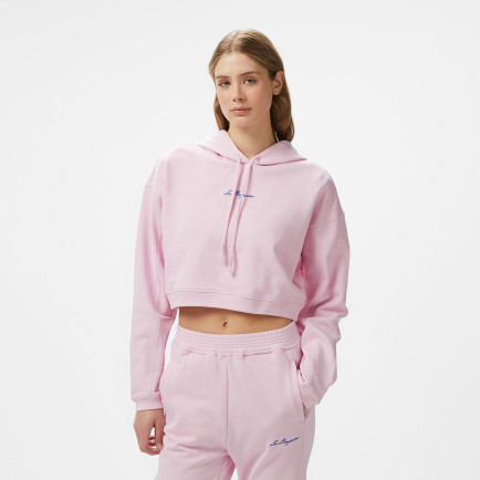 Les Benjamins Crop 003 Kadın Pembe Hoodie