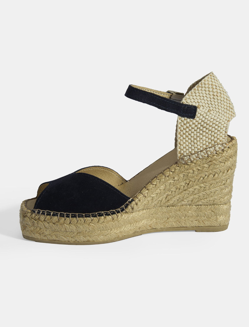 Lacivert Kadın Toka Detaylı Dolgu Topuklu Süet Espadril Lacivert Kadın Toka Detaylı Dolgu Topuklu Süet Espadril