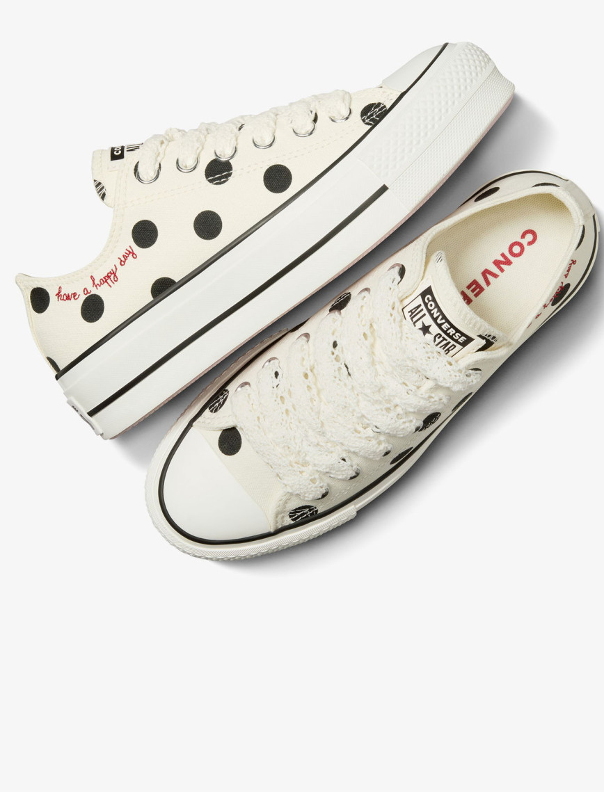 Converse Chuck Taylor All Star Lift Polka Dots Kadın Krem Rengi Platform Sneaker Converse Chuck Taylor All Star Lift Polka Dots Kadın Krem Rengi Platform Sneaker