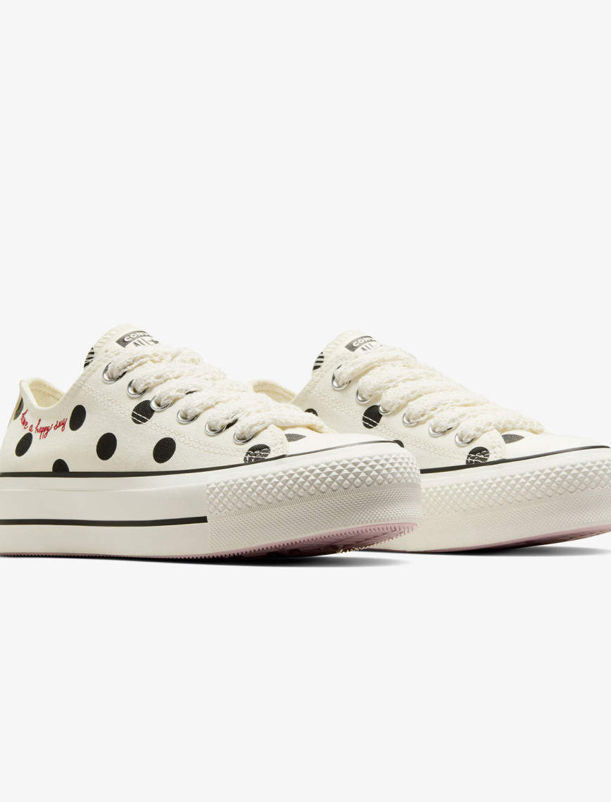 Converse Chuck Taylor All Star Lift Polka Dots Kadın Krem Rengi Platform Sneaker Converse Chuck Taylor All Star Lift Polka Dots Kadın Krem Rengi Platform Sneaker