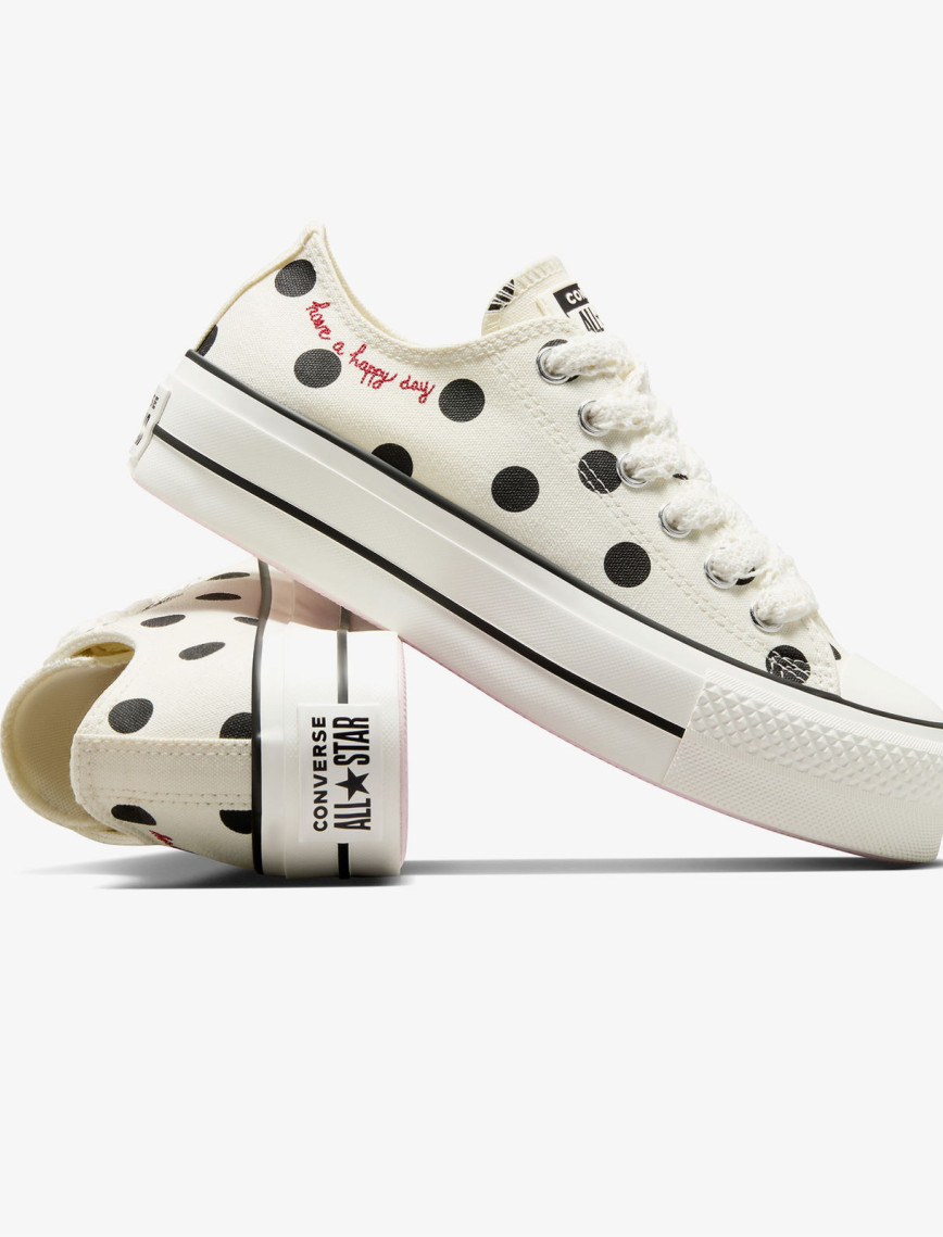 Converse Chuck Taylor All Star Lift Polka Dots Kadın Krem Rengi Platform Sneaker Converse Chuck Taylor All Star Lift Polka Dots Kadın Krem Rengi Platform Sneaker