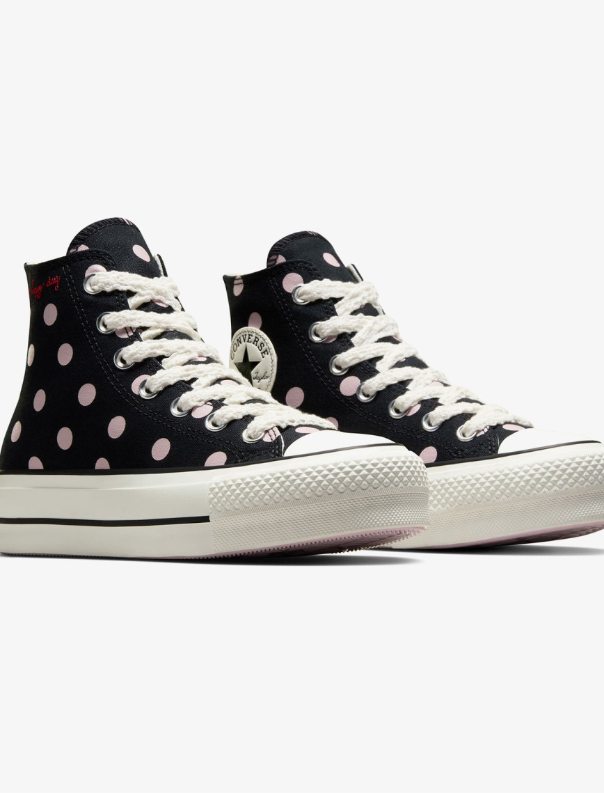 Converse Chuck Taylor All Star Lift Polka Dots Kadın Siyah Platform Sneaker Converse Chuck Taylor All Star Lift Polka Dots Kadın Siyah Platform Sneaker