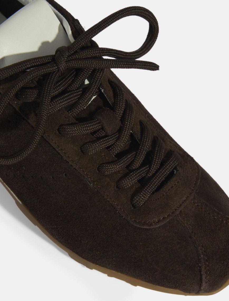 Kadın Kahve Bağcıklı Süet Spor Ayakkabı