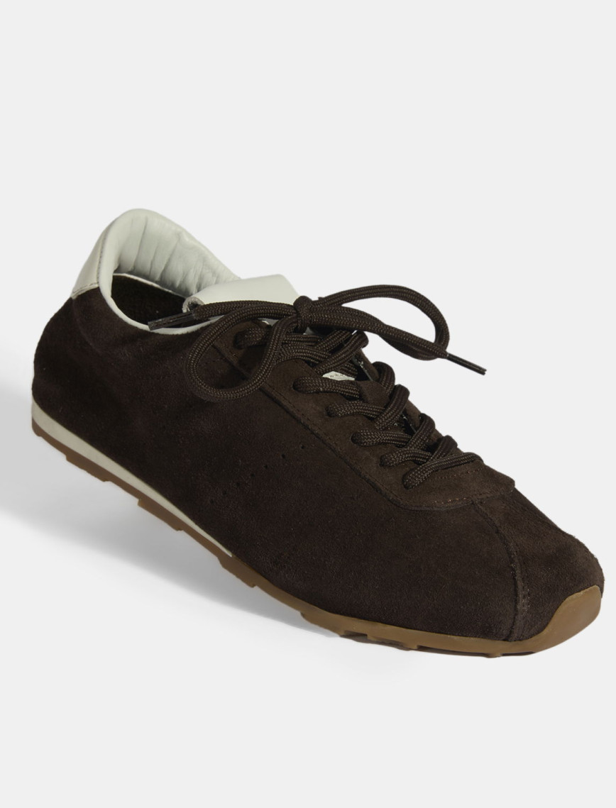 Kadın Kahve Bağcıklı Süet Spor Ayakkabı