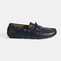 Erkek Lacivert Bağcık Detaylı Slip-On Deri Loafer Erkek Lacivert Bağcık Detaylı Slip-On Deri Loafer
