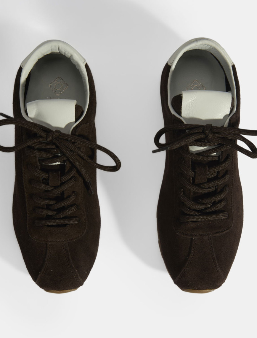 Kadın Kahve Bağcıklı Süet Spor Ayakkabı