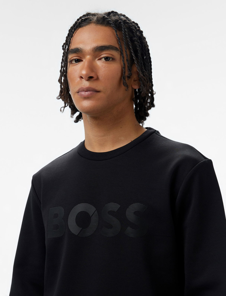 Boss Salbo Tape Logo Erkek Siyah Sweatshirt Boss Salbo Tape Logo Erkek Siyah Sweatshirt