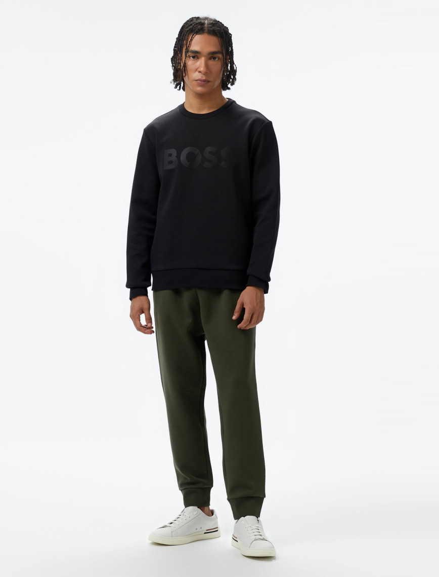 Boss Salbo Tape Logo Erkek Siyah Sweatshirt Boss Salbo Tape Logo Erkek Siyah Sweatshirt