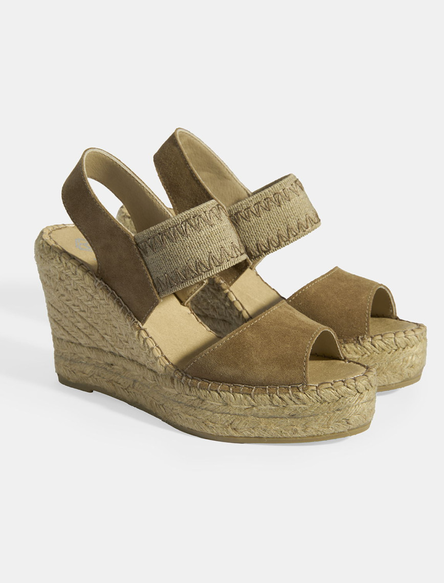 Bej Kadın Lastik Bantlı Slingback Dolgu Topuklu Süet Espadril Bej Kadın Lastik Bantlı Slingback Dolgu Topuklu Süet Espadril