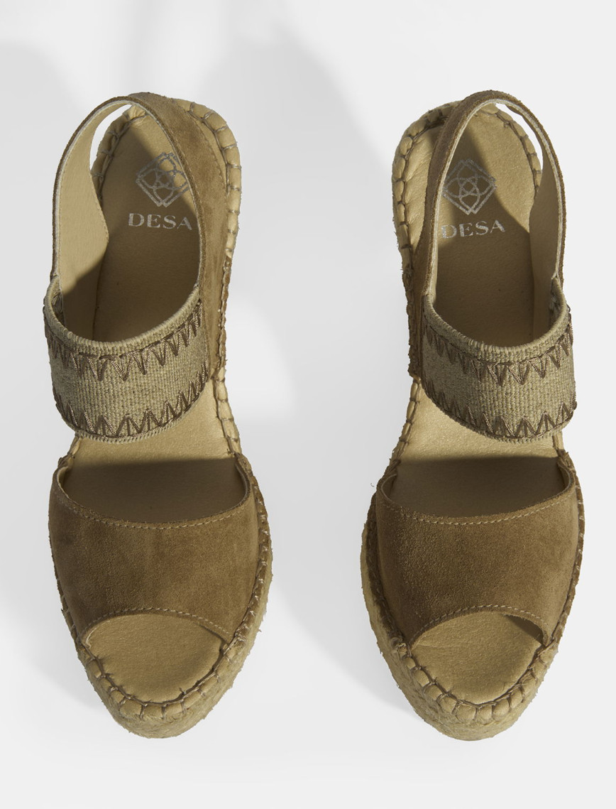 Bej Kadın Lastik Bantlı Slingback Dolgu Topuklu Süet Espadril Bej Kadın Lastik Bantlı Slingback Dolgu Topuklu Süet Espadril