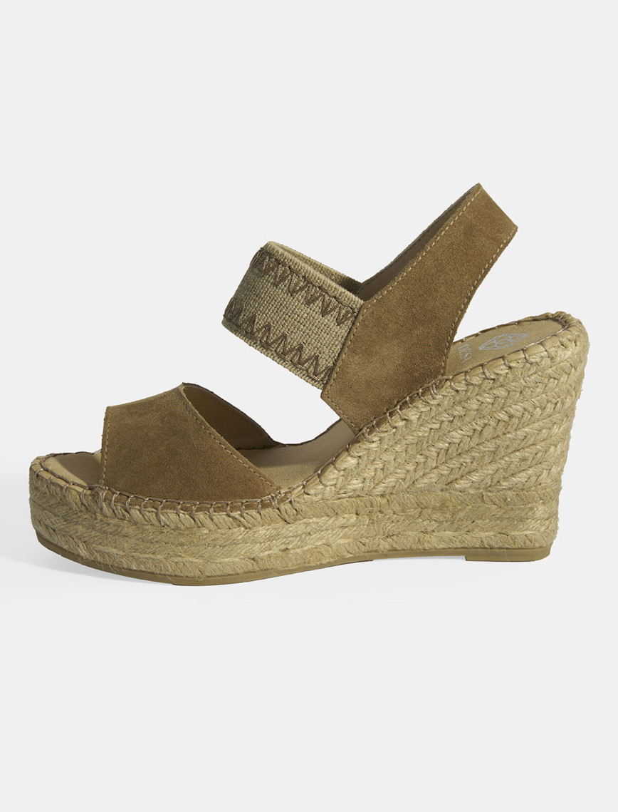 Bej Kadın Lastik Bantlı Slingback Dolgu Topuklu Süet Espadril Bej Kadın Lastik Bantlı Slingback Dolgu Topuklu Süet Espadril