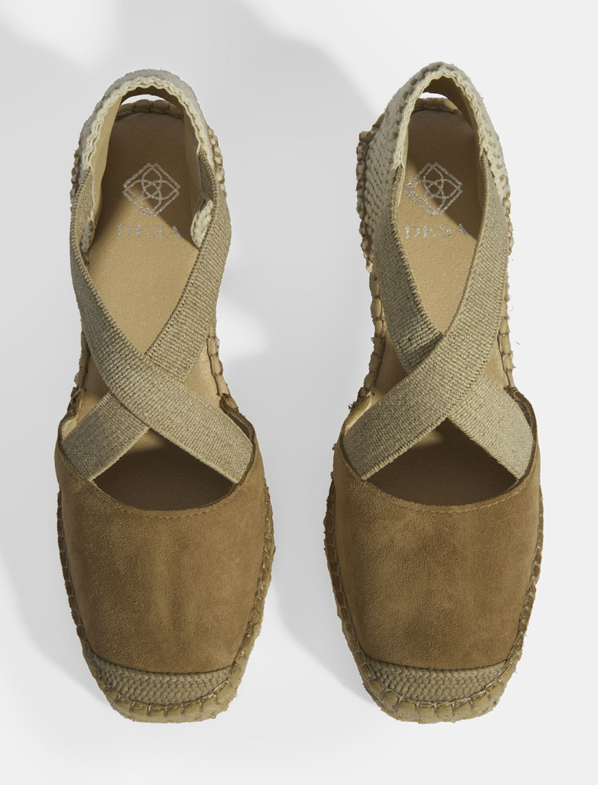 Bej Kadın Lastik Bantlı Dolgu Topuklu Süet Espadril Bej Kadın Lastik Bantlı Dolgu Topuklu Süet Espadril