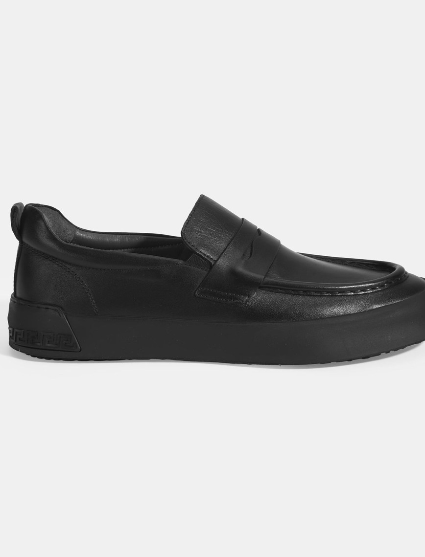 Erkek Siyah Slip-On Deri Loafer Erkek Siyah Slip-On Deri Loafer