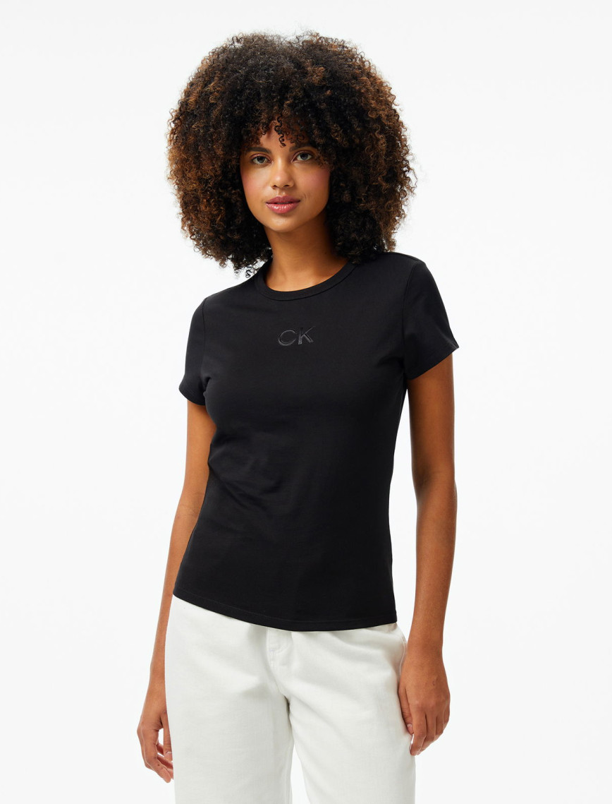 Calvin Klein Slim Kadın Siyah T-Shirt Calvin Klein Slim Kadın Siyah T-Shirt