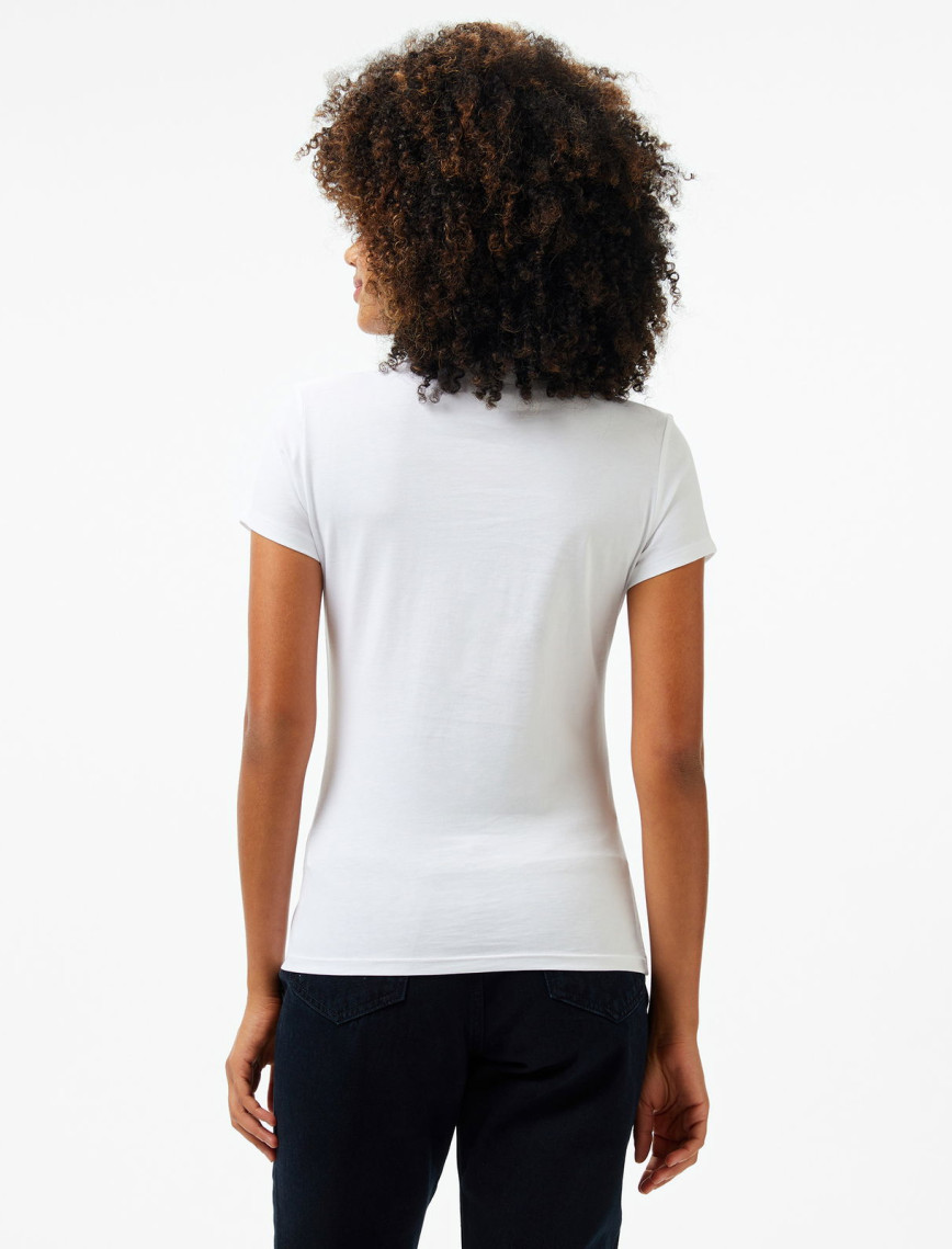 Calvin Klein Satin Slim Kadın Beyaz T-Shirt Calvin Klein Satin Slim Kadın Beyaz T-Shirt
