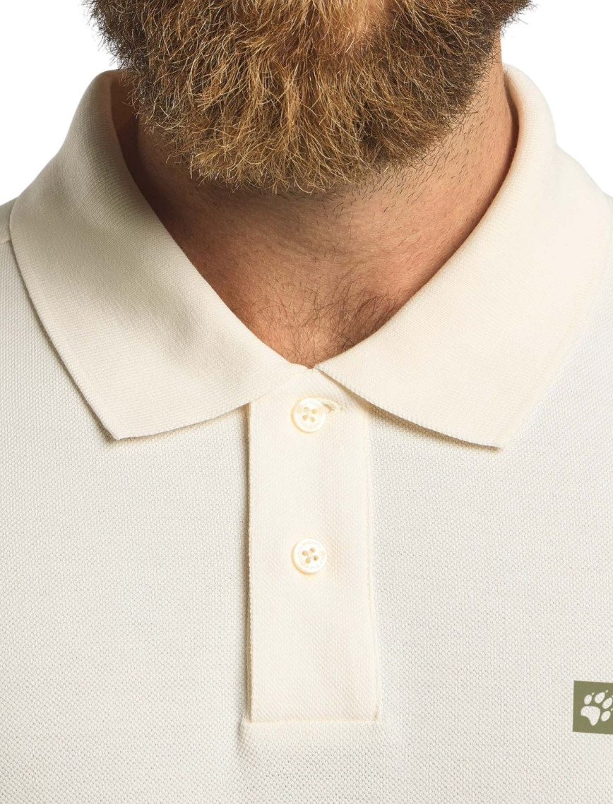 Jack Wolfskin Essential Erkek Beyaz Polo Tişört Jack Wolfskin Essential Erkek Beyaz Polo Tişört