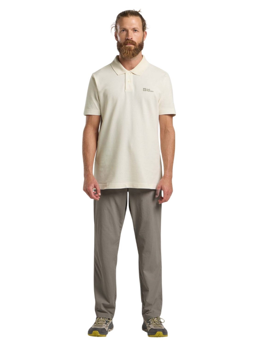 Jack Wolfskin Essential Erkek Beyaz Polo Tişört Jack Wolfskin Essential Erkek Beyaz Polo Tişört