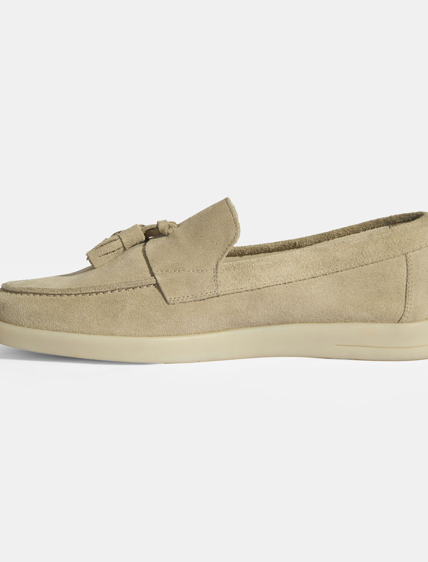 Bej Erkek Süet Püsküllü Loafer Bej Erkek Süet Püsküllü Loafer