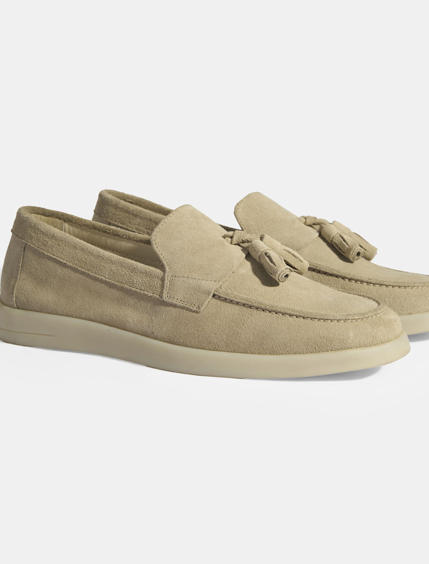 Bej Erkek Süet Püsküllü Loafer Bej Erkek Süet Püsküllü Loafer