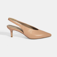 Kadın Pudra Slingback Deri Topuklu Ayakkabı Kadın Pudra Slingback Deri Topuklu Ayakkabı