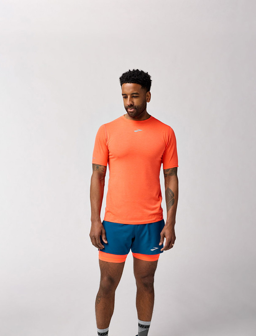 Brooks High Point Sleeve Erkek Turuncu Koşu T-Shirt