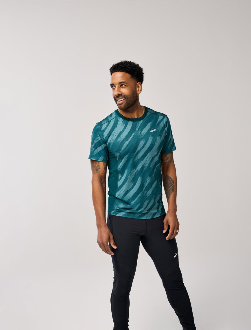 Brooks Atmosphere Sleeve 3.0 Erkek Mavi Koşu T-Shirt Brooks Atmosphere Sleeve 3.0 Erkek Mavi Koşu T-Shirt