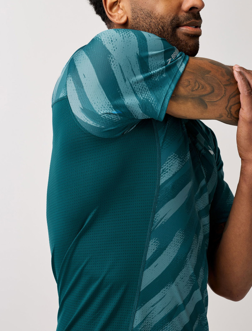 Brooks Atmosphere Sleeve 3.0 Erkek Mavi Koşu T-Shirt Brooks Atmosphere Sleeve 3.0 Erkek Mavi Koşu T-Shirt