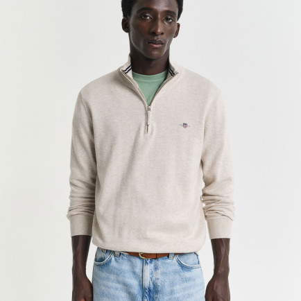 GANT Erkek Bej Regular Fit Yarım Fermuarlı Kazak GANT Erkek Bej Regular Fit Yarım Fermuarlı Kazak