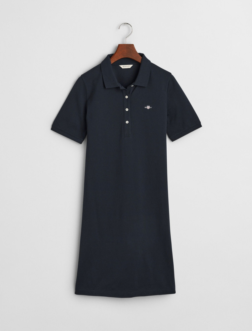 GANT Kadın Lacivert Regular Fit Polo Yaka Elbise GANT Kadın Lacivert Regular Fit Polo Yaka Elbise