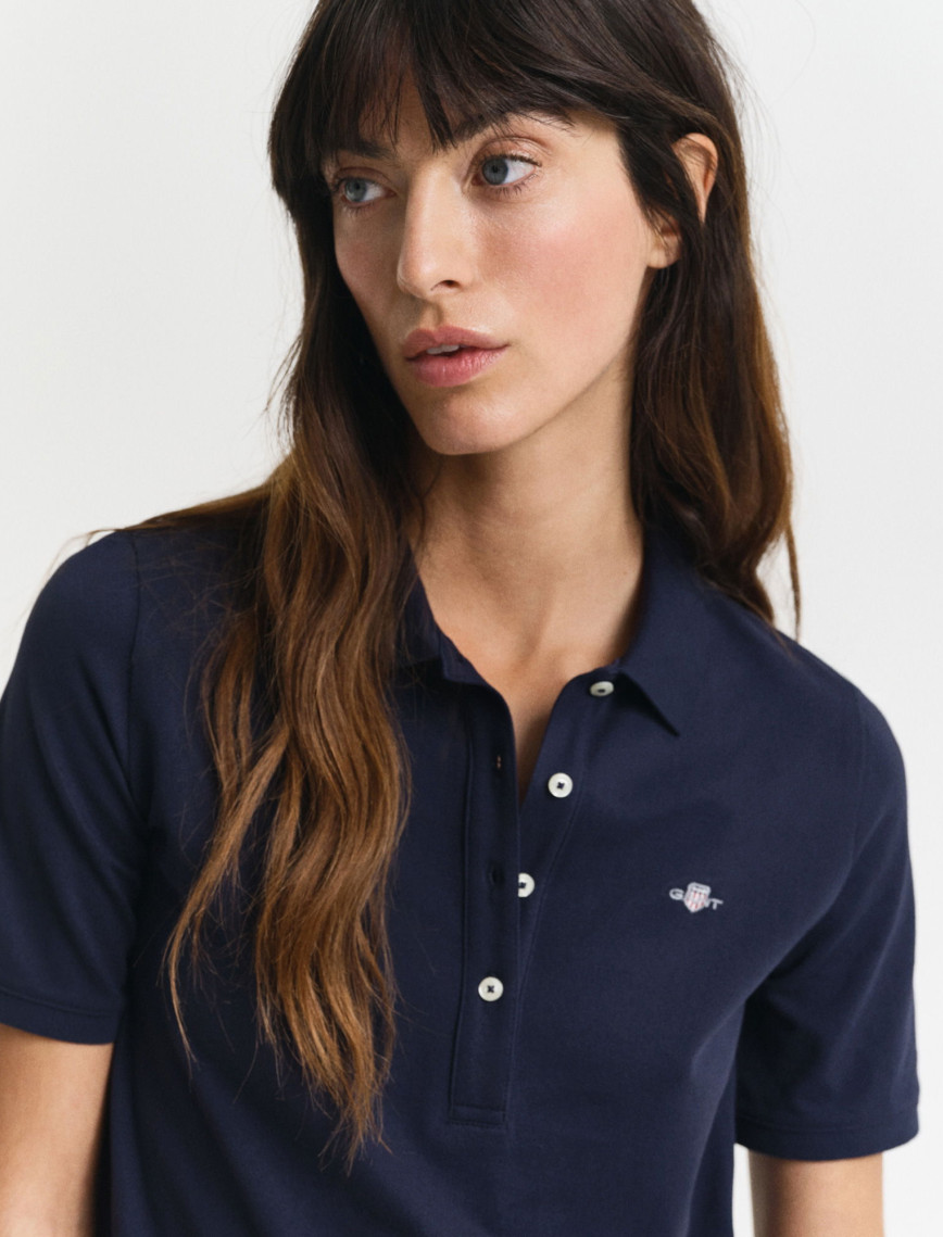 GANT Kadın Lacivert Regular Fit Polo Yaka Elbise GANT Kadın Lacivert Regular Fit Polo Yaka Elbise