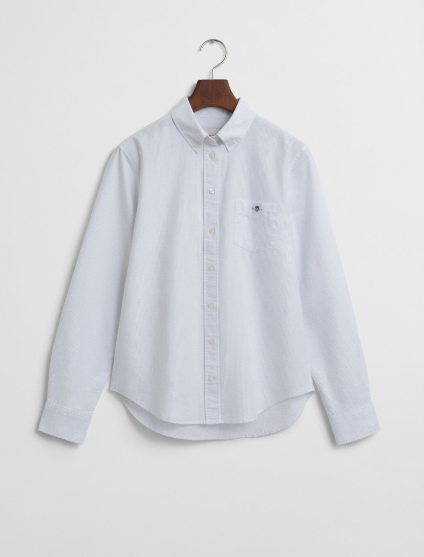 GANT Kadın Mavi Regular Fit Düğmeli Yaka Çizgili Gömlek GANT Kadın Mavi Regular Fit Düğmeli Yaka Çizgili Gömlek