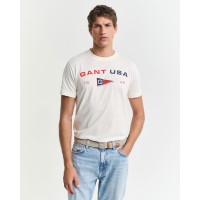 GANT Erkek Krem Regular Fit Bisiklet Yaka Logolu T-Shirt GANT Erkek Krem Regular Fit Bisiklet Yaka Logolu T-Shirt