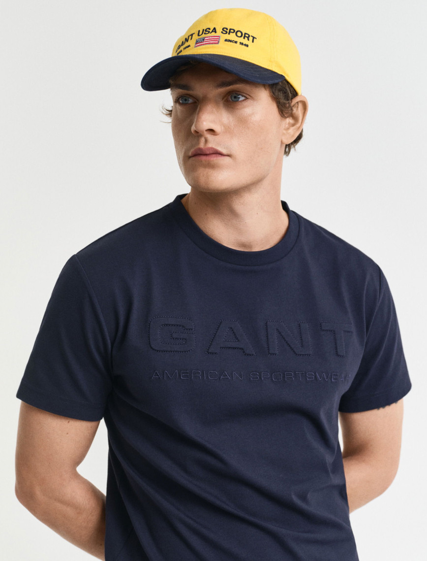 GANT Erkek Lacivert Regular Fit Bisiklet Yaka Logolu T-Shirt GANT Erkek Lacivert Regular Fit Bisiklet Yaka Logolu T-Shirt