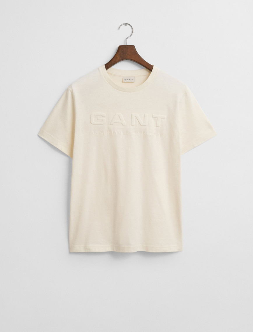 GANT Erkek Krem Regular Fit Bisiklet Yaka Logolu T-Shirt GANT Erkek Krem Regular Fit Bisiklet Yaka Logolu T-Shirt