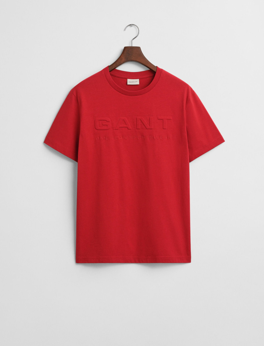 GANT Erkek Kırmızı Regular Fit Bisiklet Yaka Logolu T-Shirt GANT Erkek Kırmızı Regular Fit Bisiklet Yaka Logolu T-Shirt