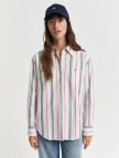 GANT Kadın Krem Relaxed Fit Klasik Yaka Çizgili Gömlek GANT Kadın Krem Relaxed Fit Klasik Yaka Çizgili Gömlek