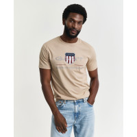 GANT Erkek Bej Regular Fit Bisiklet Yaka Logolu T-Shirt GANT Erkek Bej Regular Fit Bisiklet Yaka Logolu T-Shirt