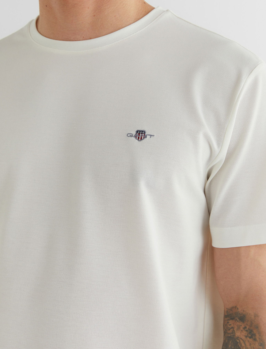 GANT Erkek Krem Regular Fit Bisiklet Yaka T-Shirt