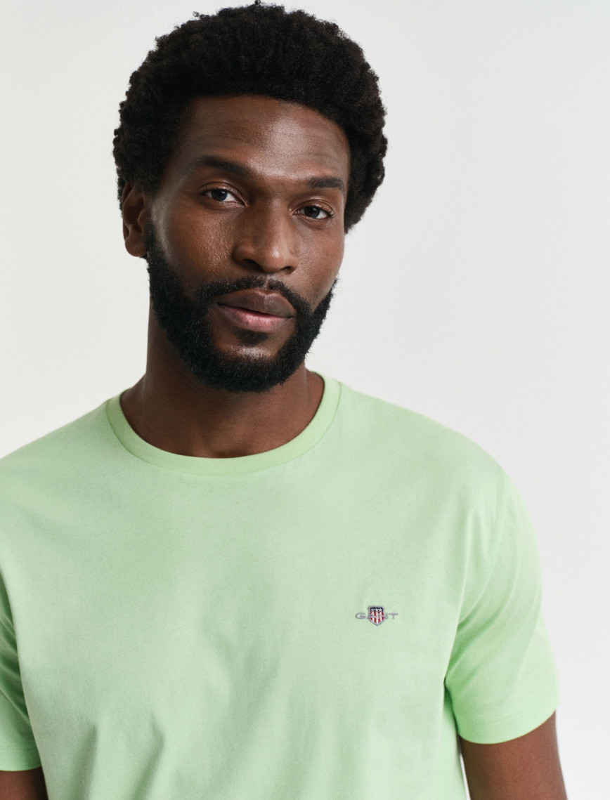 GANT Erkek Yeşil Regular Fit Bisiklet Yaka T-Shirt