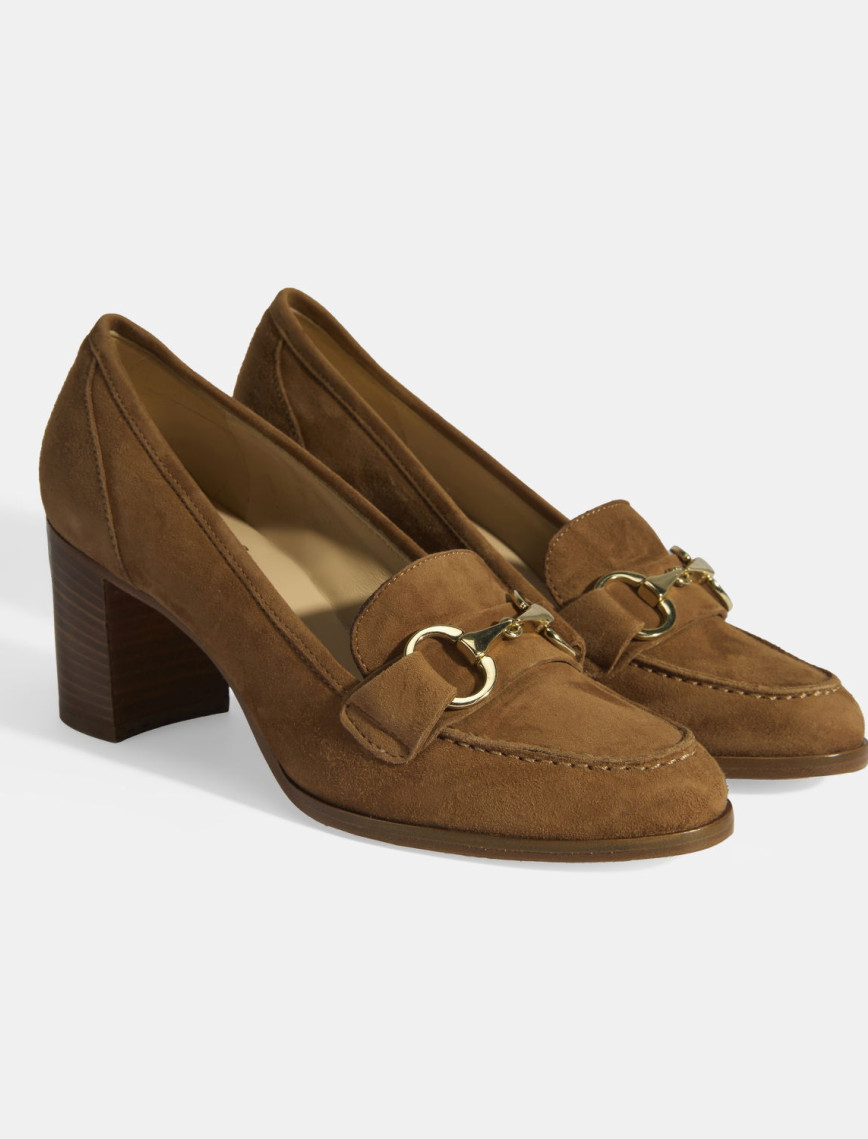 Luca Grossi Kadın Taba Metal Aksesuarlı Süet Topuklu Loafer Luca Grossi Kadın Taba Metal Aksesuarlı Süet Topuklu Loafer