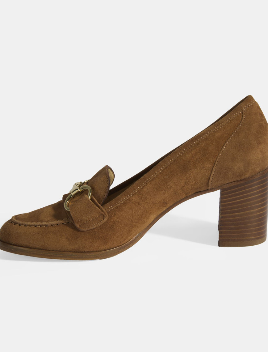 Luca Grossi Kadın Taba Metal Aksesuarlı Süet Topuklu Loafer Luca Grossi Kadın Taba Metal Aksesuarlı Süet Topuklu Loafer