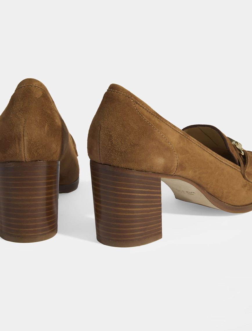 Luca Grossi Kadın Taba Metal Aksesuarlı Süet Topuklu Loafer Luca Grossi Kadın Taba Metal Aksesuarlı Süet Topuklu Loafer