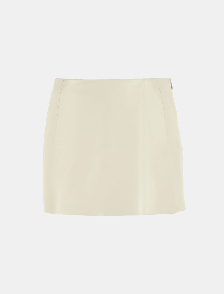 Limited Edition Kadın Krem Deri Şort Etek Limited Edition Kadın Krem Deri Şort Etek