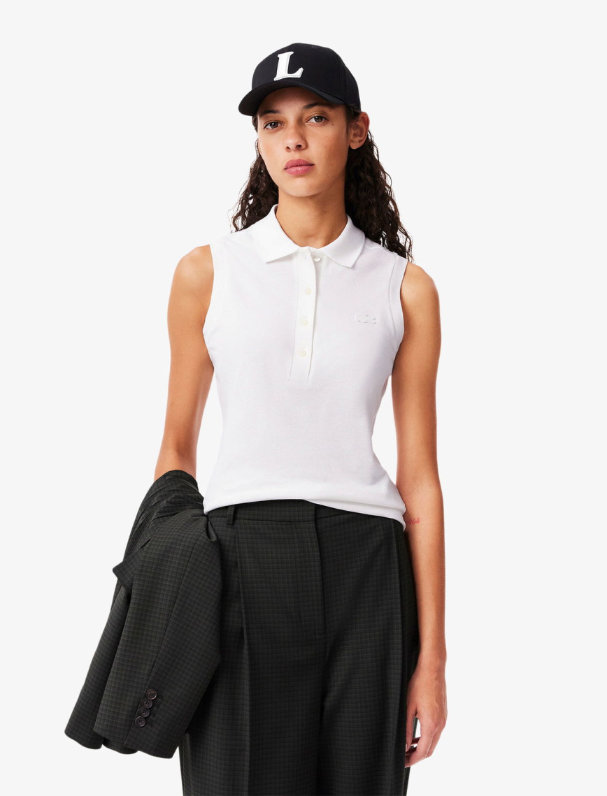 Lacoste L.12.D Kadın Slim Fit Kolsuz Siyah Polo Lacoste L.12.D Kadın Slim Fit Kolsuz Siyah Polo
